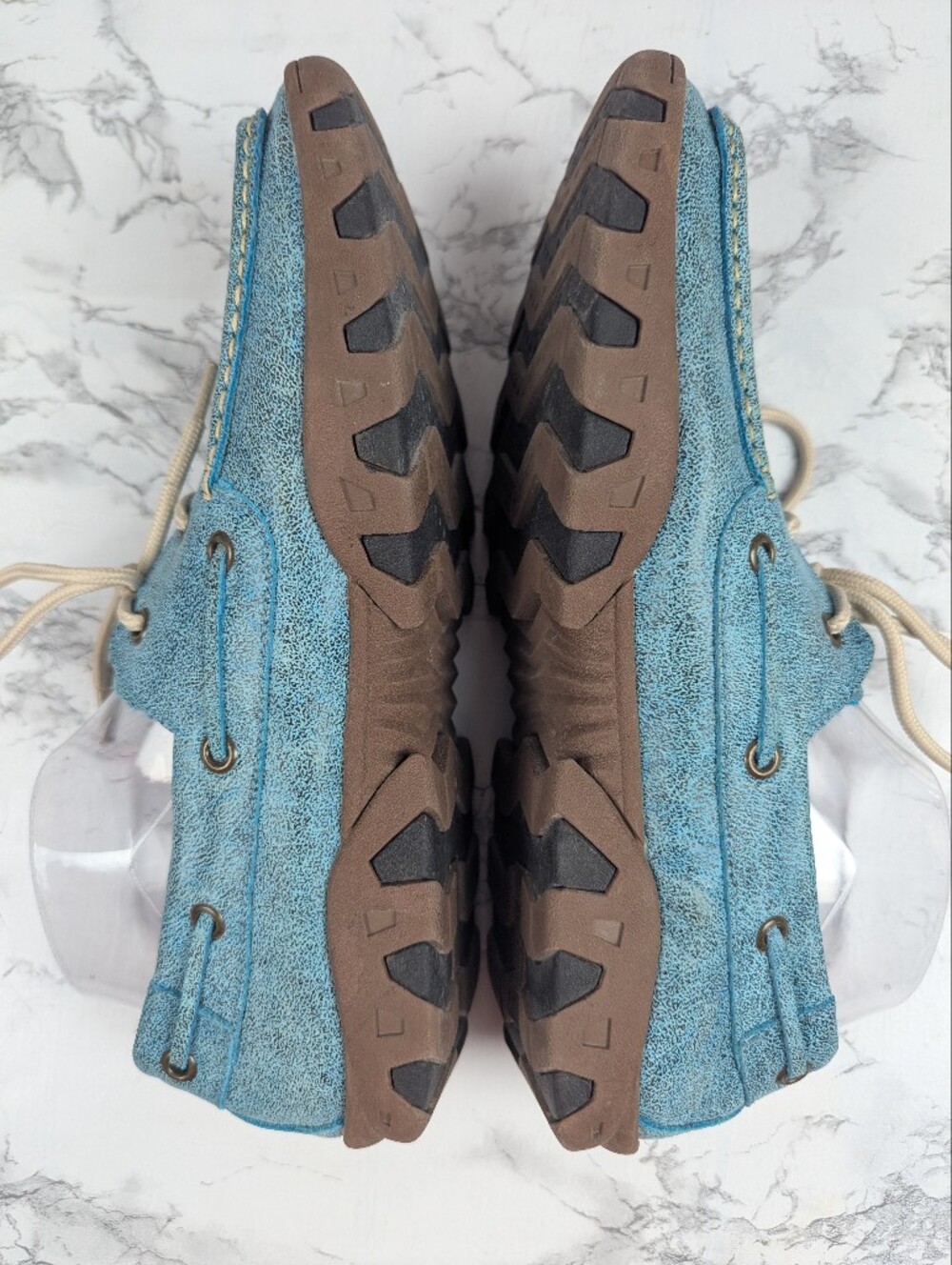 Ferrini Turquoise Textured Leather Moc Toe Boat Shoes Loafers Sz 9B - Picture 3 of 14